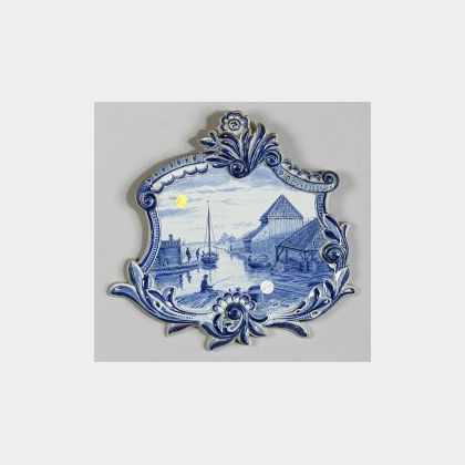 Near Pair of Delft Blue and White Wall Plaques