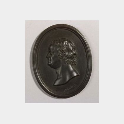 Wedgwood Black Basalt Portrait Medallion of Benjamin Franklin