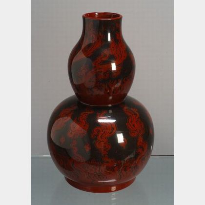 Bernard Moore Flambe Double Gourd Vase