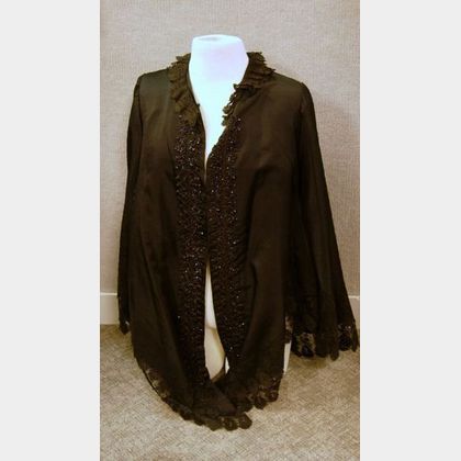 19th Century Black Silk and Lace Beaded Cape. 