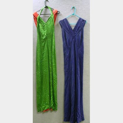 Two 1920s Silk Satin Evening Gowns