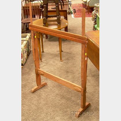 Sold at auction Red-painted Pine Floor Standing Rug Hooking Frame