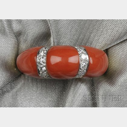 18kt Gold, Coral, and Diamond Ring, Kutchinsky