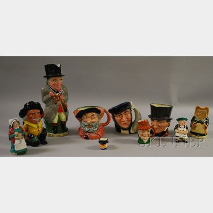 Ten British Pottery Figural Character Jugs