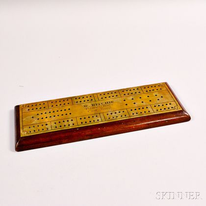 Brass and Wood "W. RITCHIE" Cribbage Board