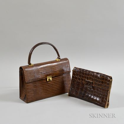 Two Vintage Brown Leather Handbags