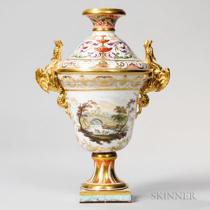 Derby Porcelain Topographical Vase