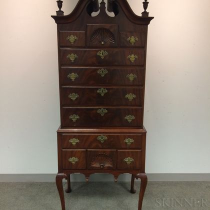Diminutive Queen Anne-style Carved Mahogany High Chest