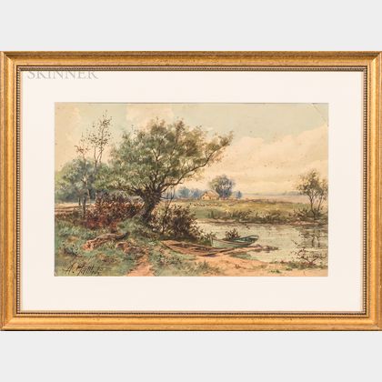 Two Framed Watercolors: Albert Matthews (American, 20th Century),The Banks of the River