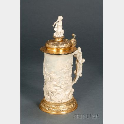 Carved Ivory and Gilt-silver Mounted Stein