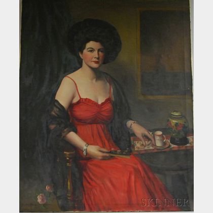 Two Portraits of Edith (Enid) Elizabeth Hallin of Dorchester, Massachusetts: Scott Clifton Carbee (American, 1860-1946),Full-length...