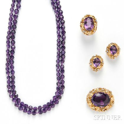 14kt Gold, Amethyst, and Diamond Suite