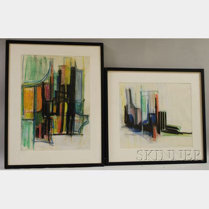 American School, 20th Century Lot of Two Abstract Cityscapes