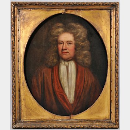 British School, 18th Century Portrait of a Gentleman in a Powdered Wig
