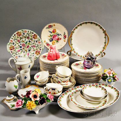 Sixty-one Limoges and Coalport Porcelain Items