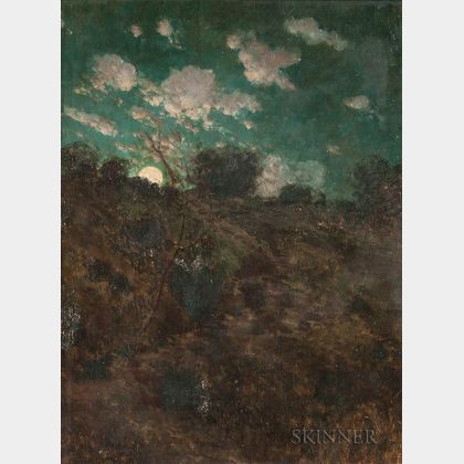 Paul Fontaine Mersereau (American, b. 1868) Night Landscape with Moon and Clouds