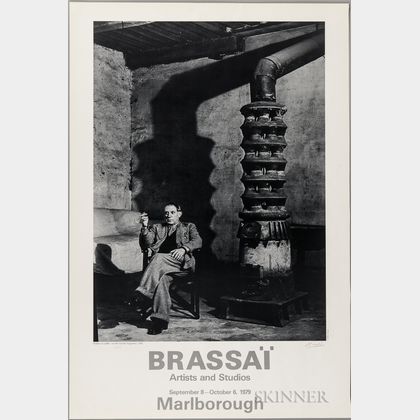 Brassai (1899-1984) Signed Poster Featuring the Photograph: Picasso au Poele, Rue des Grands Augustins, 1939.