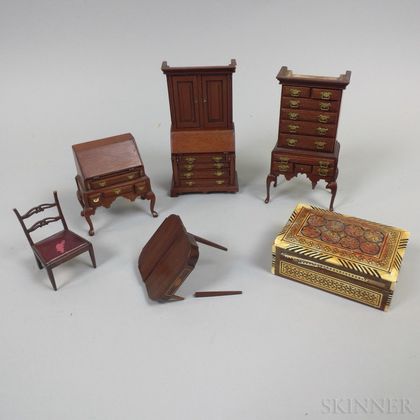 Five Pieces of Colonial-style Doll Furniture