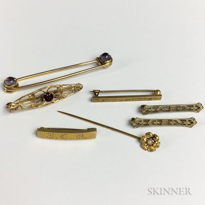 Group of 14kt Gold Brooches