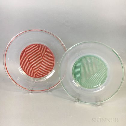 Two Simon Moore Studio Glass Plates
