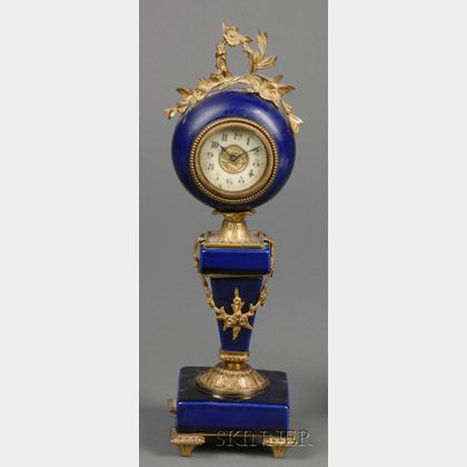 Louis XVI-style Cobalt Glazed Faience and Ormolu Mounted Timepiece
