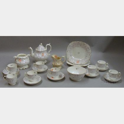 Twenty-four Piece English Hand-painted Porcelain Partial Tea Service. 