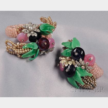 Pair of Vintage Wrap Bracelets, Miriam Haskell