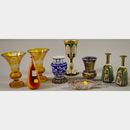 Nine Assorted Art Glass Items