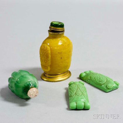 Four Carved Glass Items