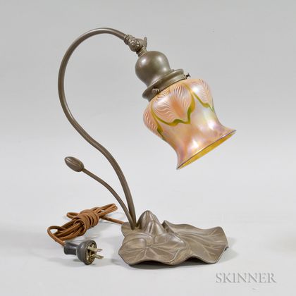 Art Nouveau-style Shade with Modern Bronze Base