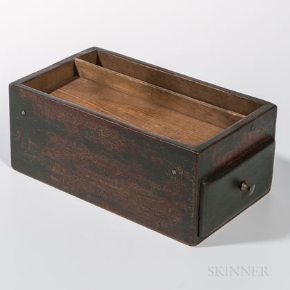 Green-painted Desk/Table Box with Single Drawer