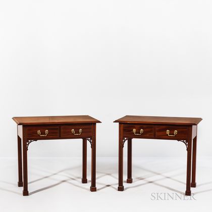 Pair of Chippendale-style Mahogany Side Tables