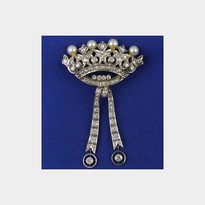 Diamond and Pearl Pendant/Brooch