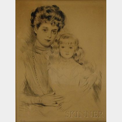 Paul César Helleu (French, 1859-1927) Portrait of a Mother and Child.