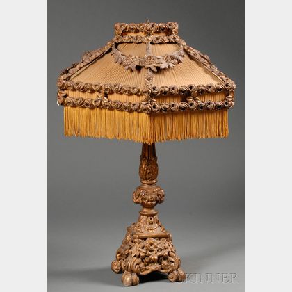 Rococo-style Gold Painted and Gessoed Carved Wood Lamp Base