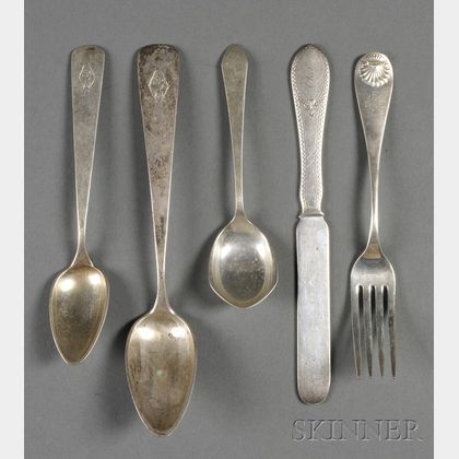 Group of American Silver Flatware Items