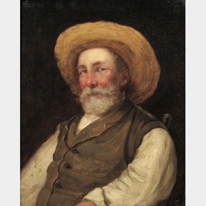 George Henry Story (American, 1835-1923) Man in a Straw Hat