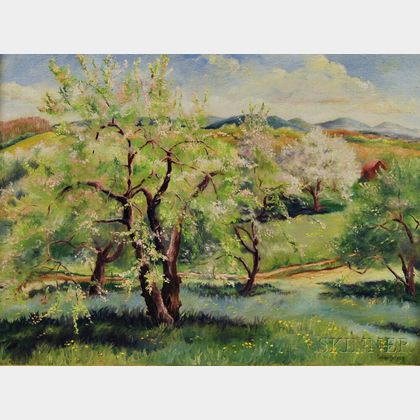 American School, 20th Century Spring Landscape with Flowering Trees