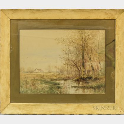 Dubois Hasbrouck (New York, 1860-1934) Autumn Landscape with Cottage