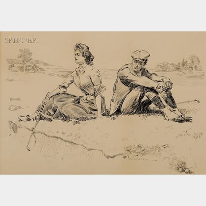 Charles Dana Gibson (American, 1867-1944) A Rest by the Sand Trap