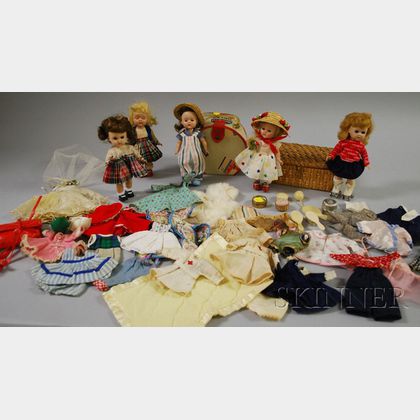 Five Ginny Dolls and Assorted Clothing