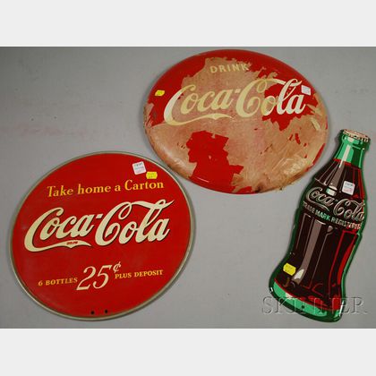 Three Coca-Cola Painted Metal Signs