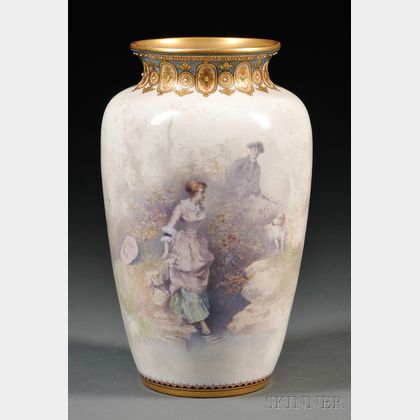 Sevres-type Hand-painted Porcelain Vase