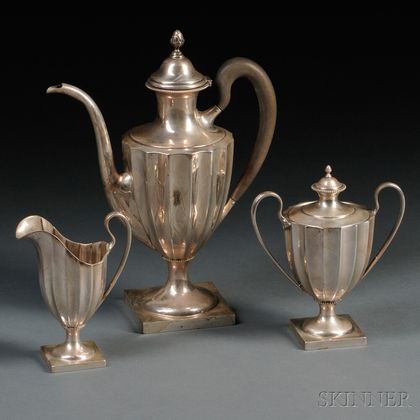Three-piece Towle "Paul Revere Reproduction" Sterling Silver Coffee Service