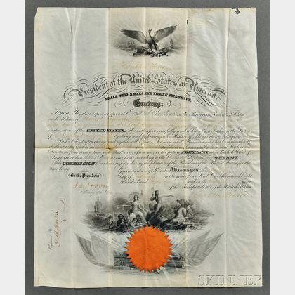 Pierce, Franklin (1804-1869) Signed Military Commission, 12 February 1856.