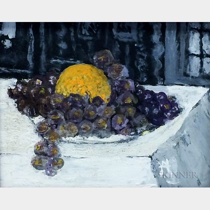 Wally Ames (American, b. 1942) Grapes and Orange Still Life