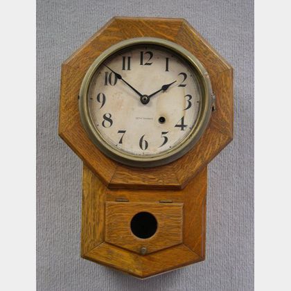 Seth Thomas Octagonal Oak Regulator Wall Timepiece