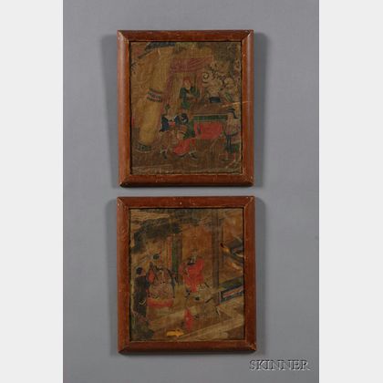 Two Framed Chinese Painting Fragments