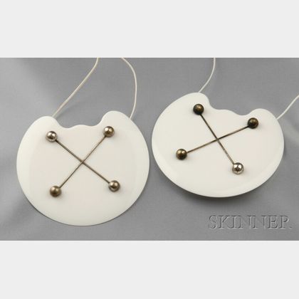 Two Plastic and Silver-tone Metal Pendant Necklaces, Gio Pomodoro, Gem Montebello