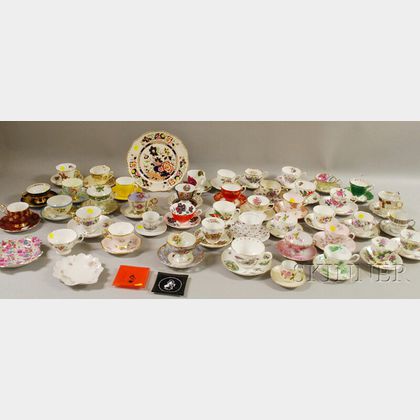 Collection of Bone China Teacups and Saucers, an Ironstone Plate, Two Playboy Club Ashtrays, and Three Miscellaneous Porcelain Items